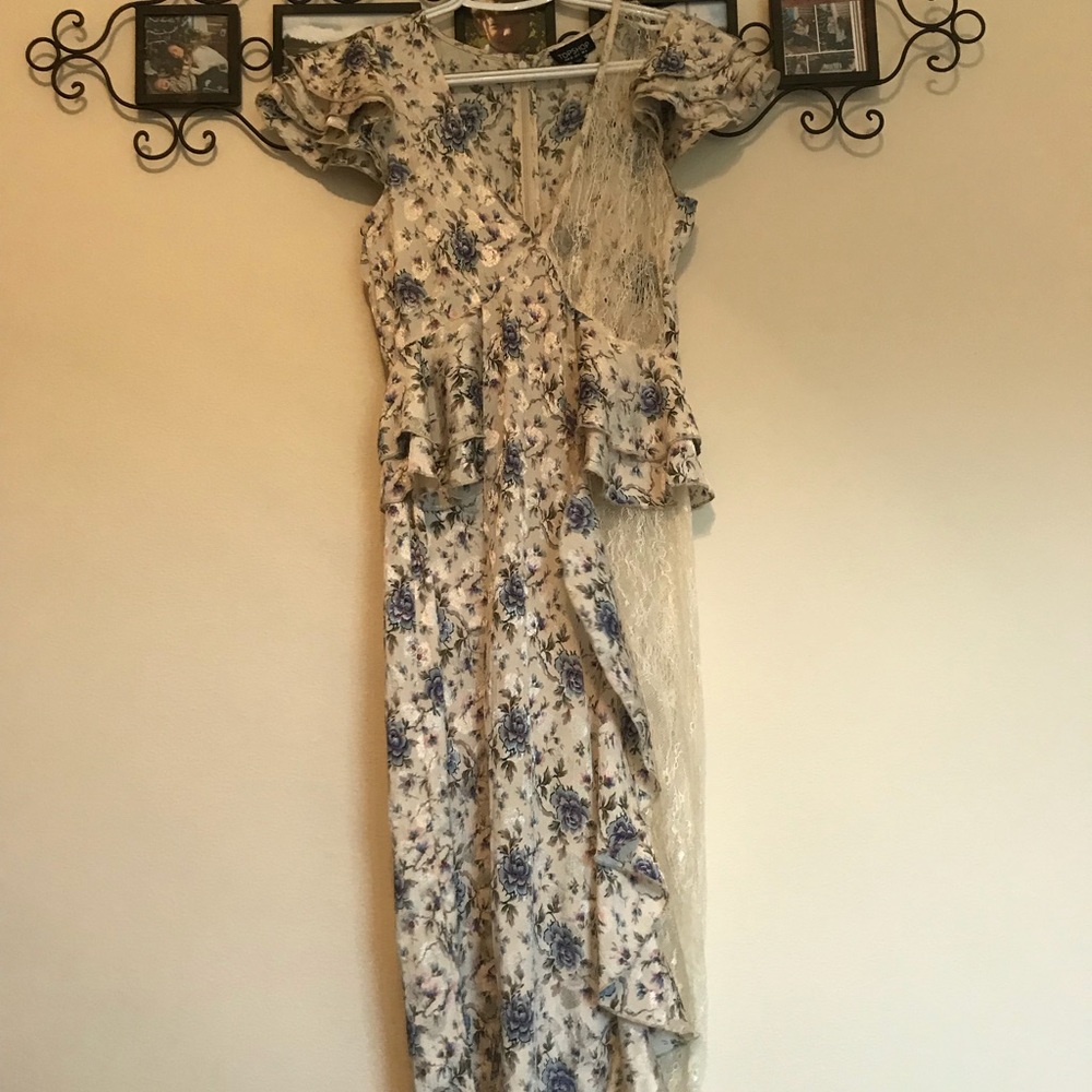 Top shop blue floral peplum midi dress